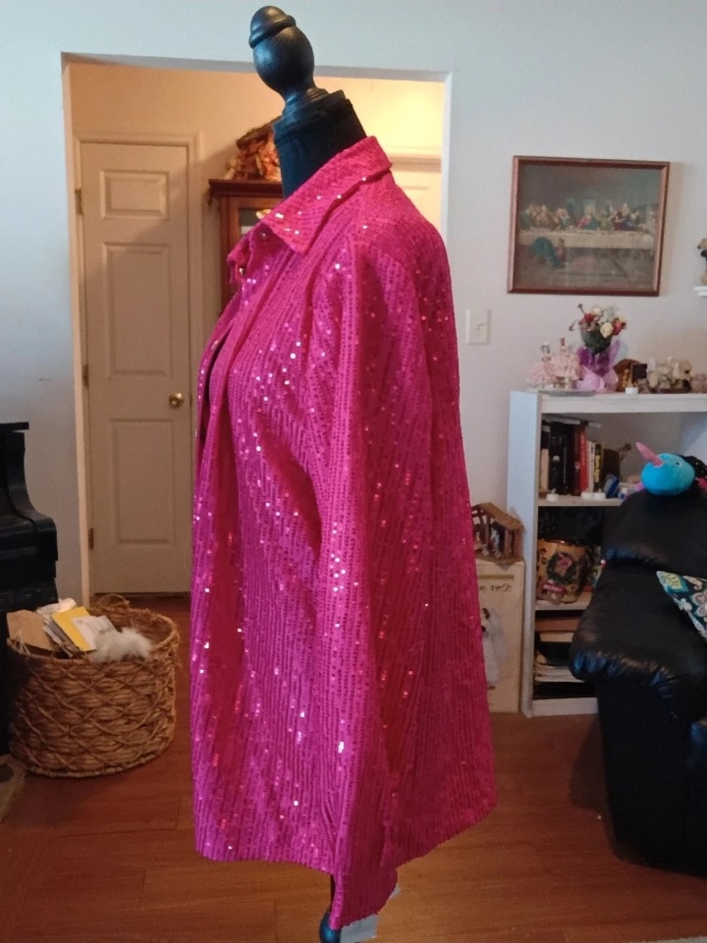 MD&M Women's Hot Pink Sequin Blazer New With Tags Hot Jacket - Picture 5 of 10